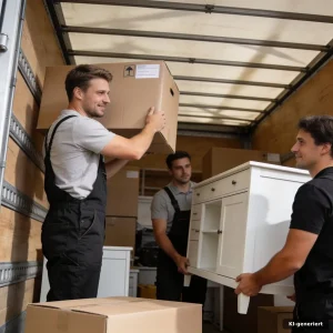 Entrümpelung Siegen: Team räumt Wohnung mit Möbeln, Kartons und sortiertem Hausrat für die Entsorgung